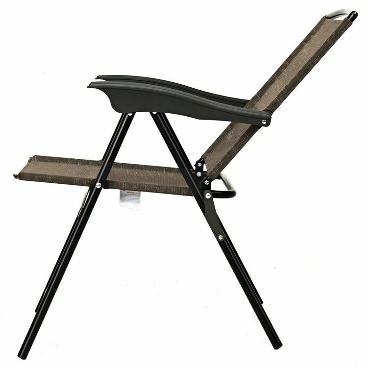 Latitude Run 2 Pcs Folding Sling Chairs With Steel Armrest And